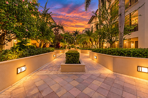Twilight Mediterranean Courtyard Promenade