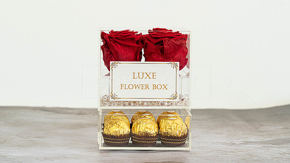4 roses acrylic box with ferrero (1)