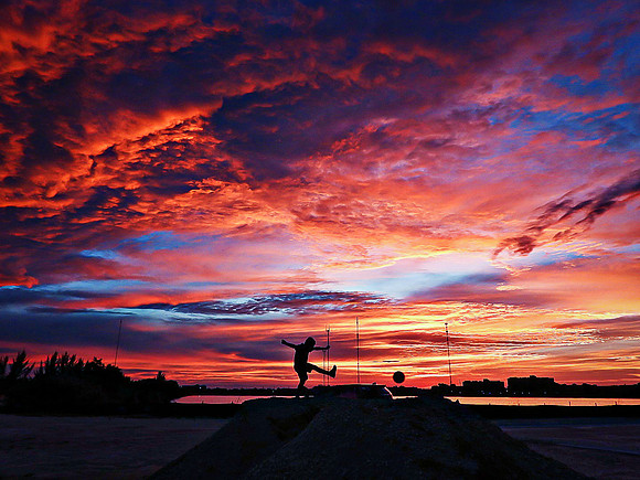 Playing after hurricane